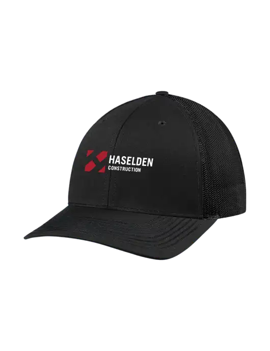 Richardson Adjustable Snapback Original 112 Trucker Cap Black w/Black Mesh w/Haselden Construction Logo