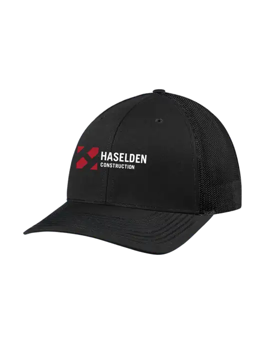 Richardson Adjustable Snapback Original 112 Trucker Cap Black w/Black Mesh w/Haselden Construction Logo