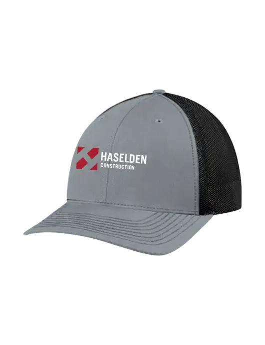 Richardson Adjustable Snapback Original 112 Trucker Cap Heather Grey w/Black Mesh w/Haselden Construction Logo
