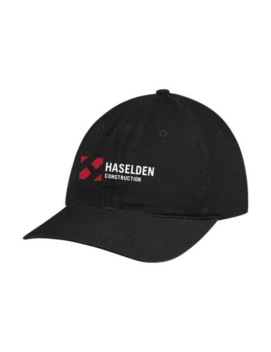 Garment Washed Unstructured Twill Black Cap w/Haselden Construction Logo