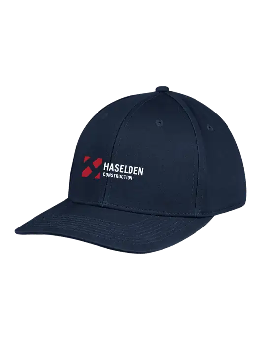 Premium Modern Structured Twill Navy Snapback Cap w/Haselden Construction Logo