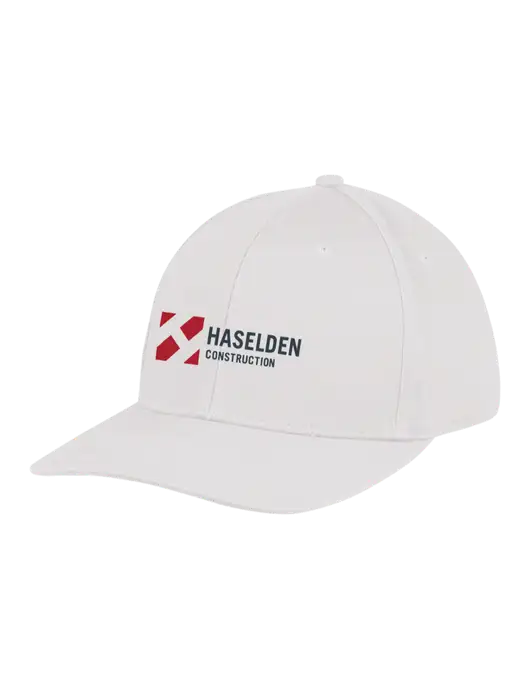 Premium Modern Structured Twill White Snapback Cap w/Haselden Construction Logo