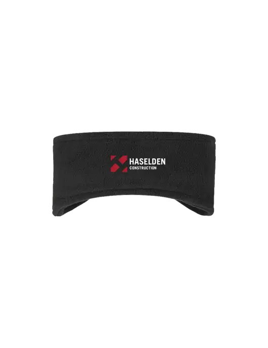 Black Stretch Fleece Headband w/Haselden Construction Logo