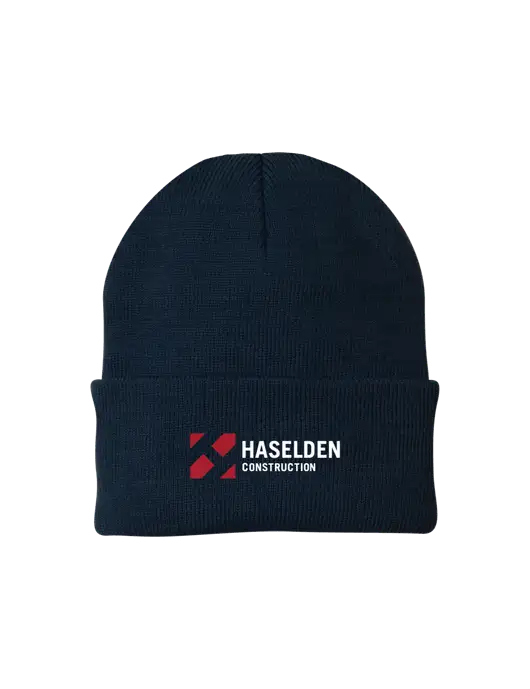 Navy Knit Cap w/Haselden Construction Logo