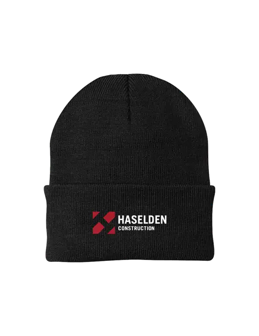 Black Knit Cap w/Haselden Construction Logo