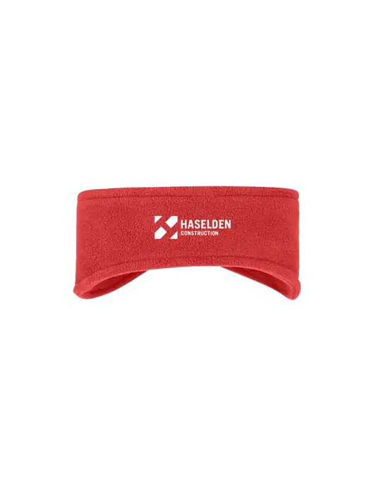 Red Stretch Fleece Headband w/Haselden Construction Logo