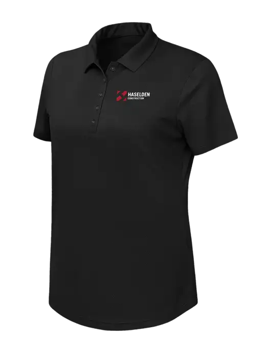 Callaway Womens Birdseye Black Polo w/Haselden Construction Logo