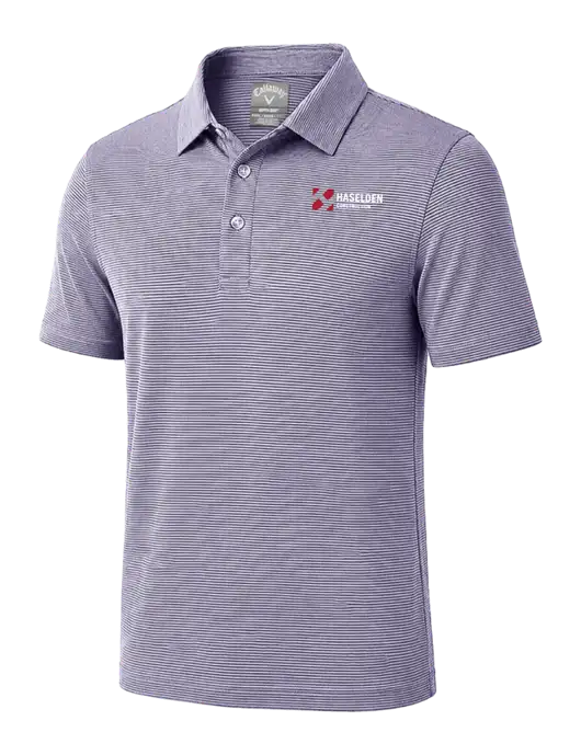 Callaway Navy Fine Line Stripe Polo w/Haselden Construction Logo