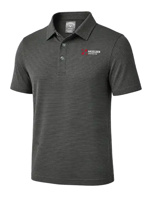 Callaway Black Fine Line Stripe Polo w/Haselden Construction Logo