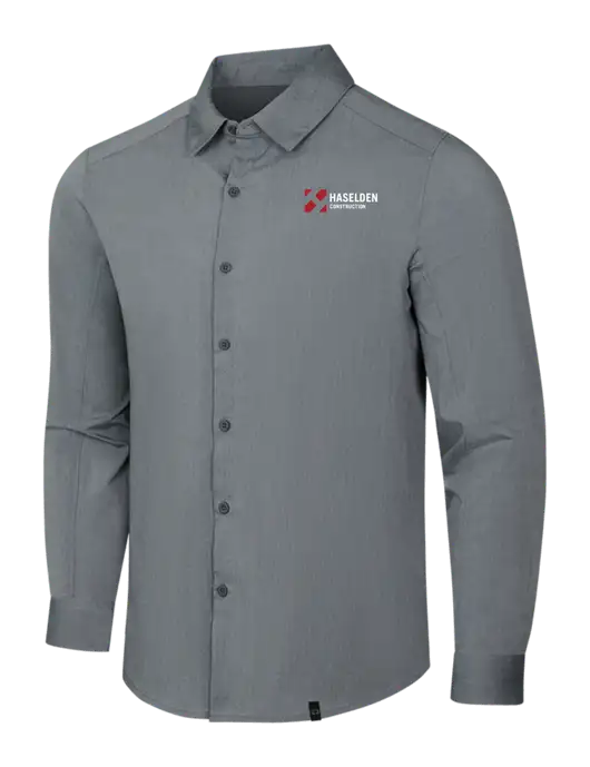 OGIO Medium Grey Heather Commuter Woven Shirt w/Haselden Construction Logo