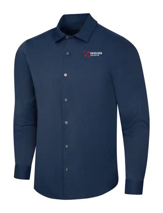 Navy City Stretch Shirt w/Haselden Construction Logo