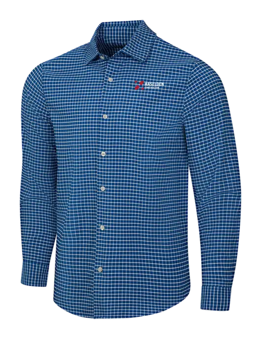 Navy/White City Stretch Shirt w/Haselden Construction Logo