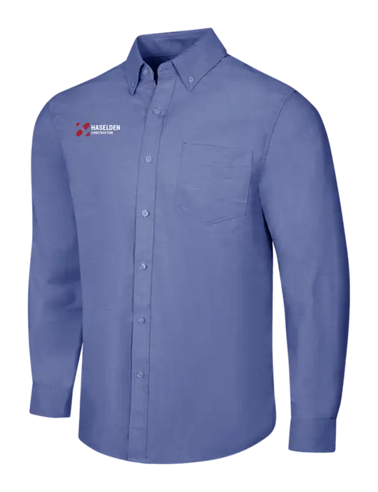 Navy SuperPro Oxford Shirt w/Haselden Construction Logo