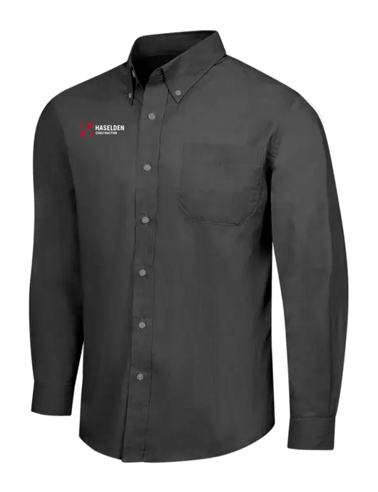 Soft Black Crosshatch Easy Care Shirt w/Haselden Construction Logo