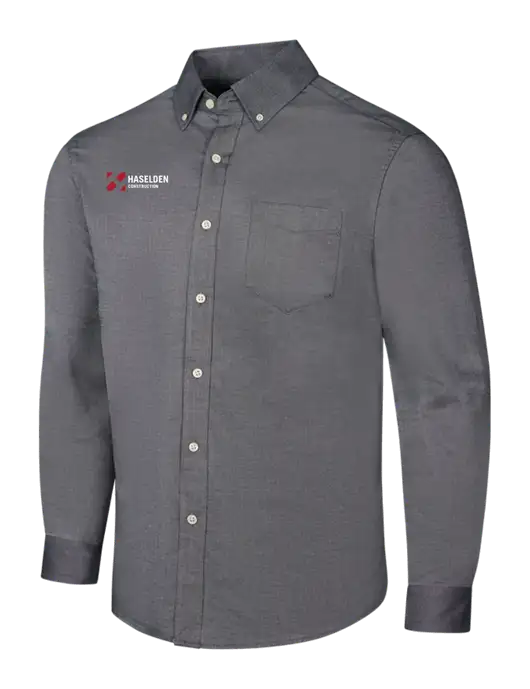 Dark Grey SuperPro Oxford Shirt w/Haselden Construction Logo