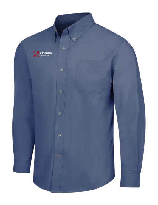 Light Navy Crosshatch Easy Care Shirt w/Haselden Construction Logo