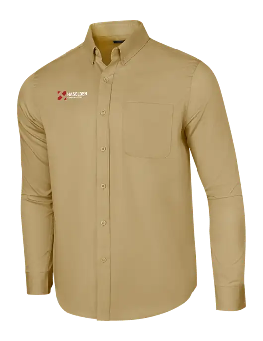 Long Sleeve Dark Tan Superpro React Twill Shirt w/Haselden Construction Logo