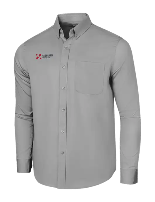 Long Sleeve Light Grey Superpro React Twill Shirt w/Haselden Construction Logo