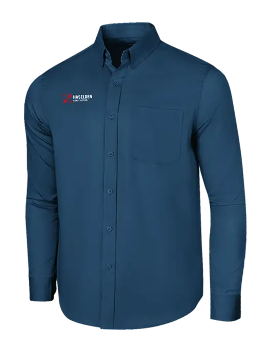 Long Sleeve Light Navy Superpro React Twill Shirt w/Haselden Construction Logo