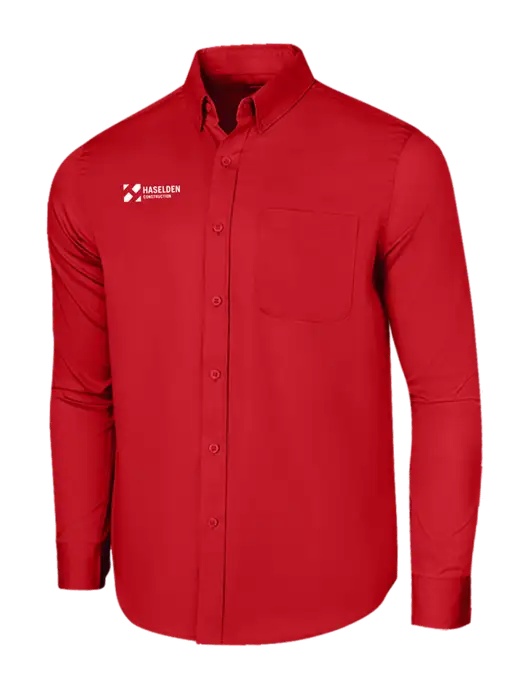 Long Sleeve Red Superpro React Twill Shirt w/Haselden Construction Logo