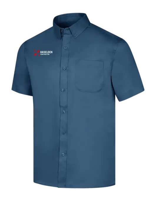 Short Sleeve Light Navy Superpro React Twill Shirt w/Haselden Construction Logo