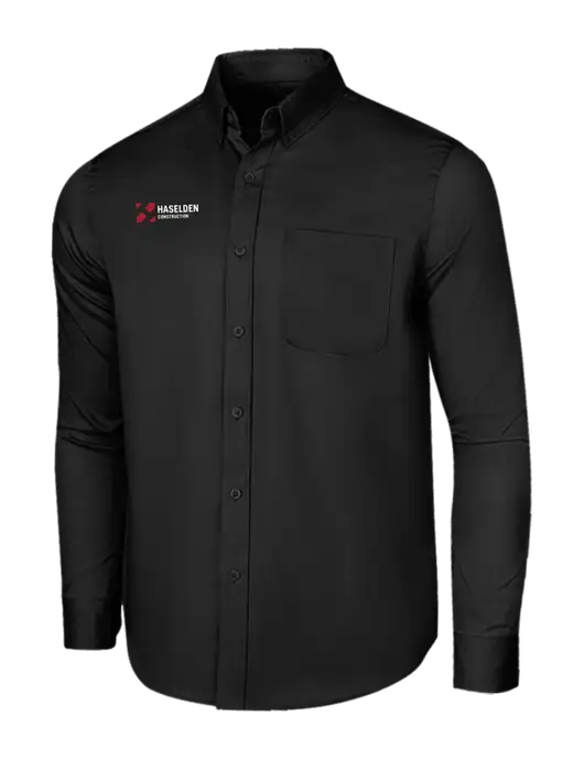 Long Sleeve Deep Black Superpro React Twill Shirt w/Haselden Construction Logo