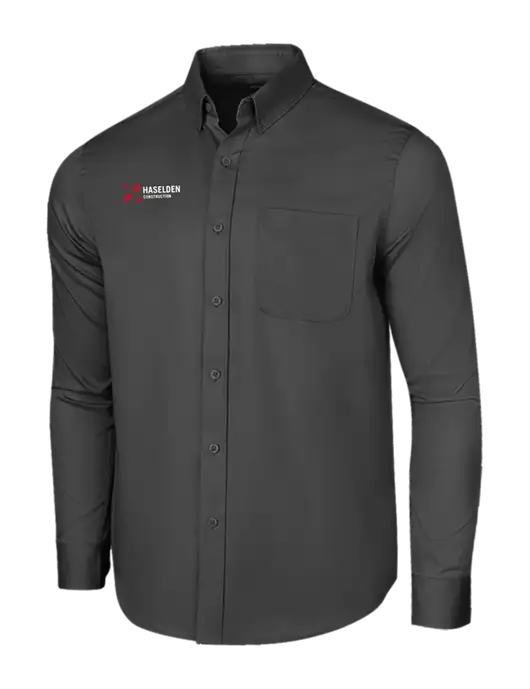 Long Sleeve Dark Grey Superpro React Twill Shirt w/Haselden Construction Logo