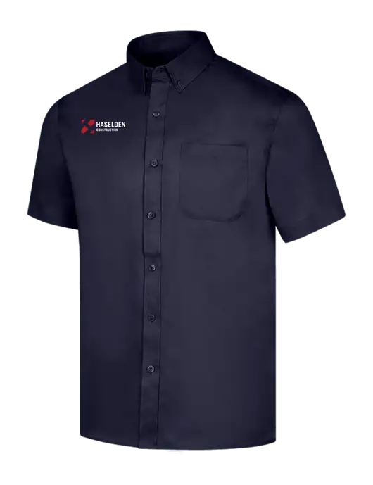 Short Sleeve Navy Superpro React Twill Shirt w/Haselden Construction Logo