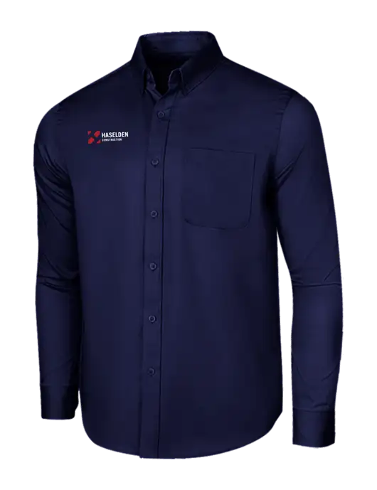 Long Sleeve Navy Superpro React Twill Shirt w/Haselden Construction Logo