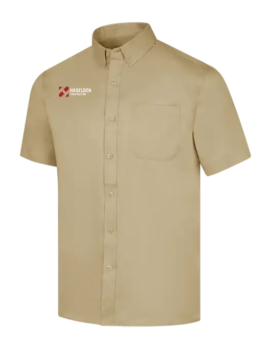 Short Sleeve Dark Tan Superpro React Twill Shirt w/Haselden Construction Logo