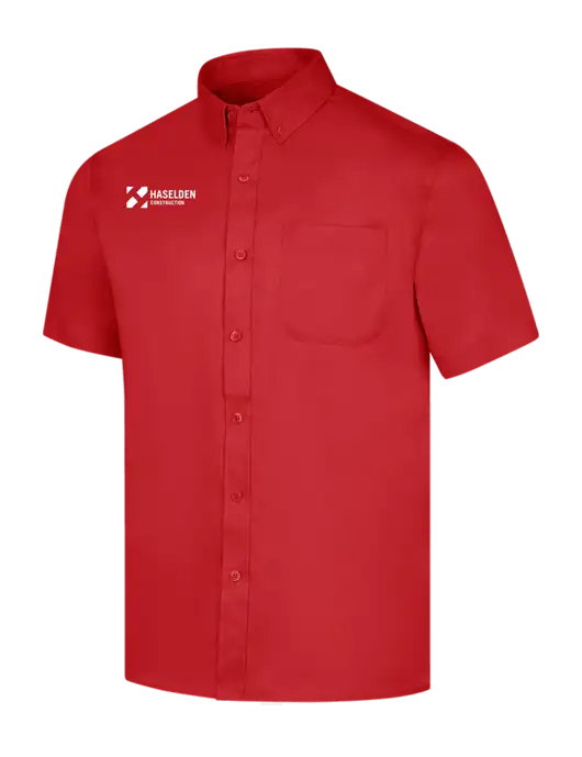 Short Sleeve Red Superpro React Twill Shirt w/Haselden Construction Logo