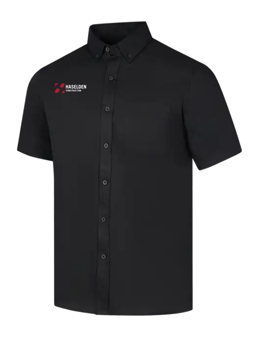 Short Sleeve Deep Black Superpro React Twill Shirt w/Haselden Construction Logo