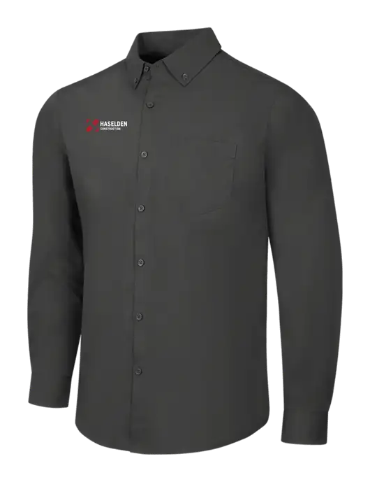 Dark Grey Long Sleeve Carefree Poplin Shirt w/Haselden Construction Logo