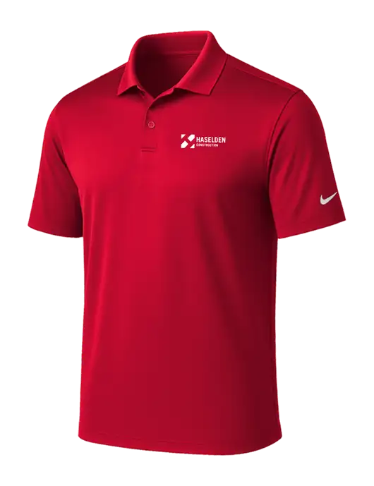 NIKE Red Victory Solid Polo w/Haselden Construction Logo