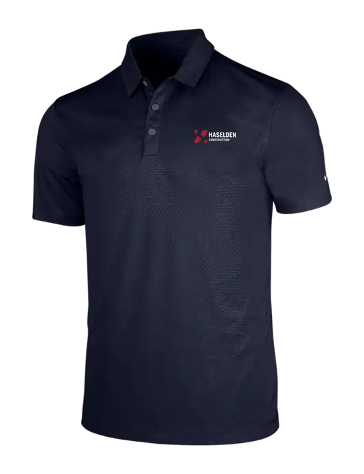 NIKE Dark Navy Dri-Fit Embossed Tri-Blade Polo w/Haselden Construction Logo