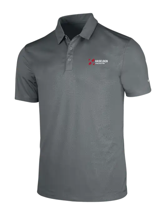 NIKE Medium Grey Dri-Fit Embossed Tri-Blade Polo w/Haselden Construction Logo