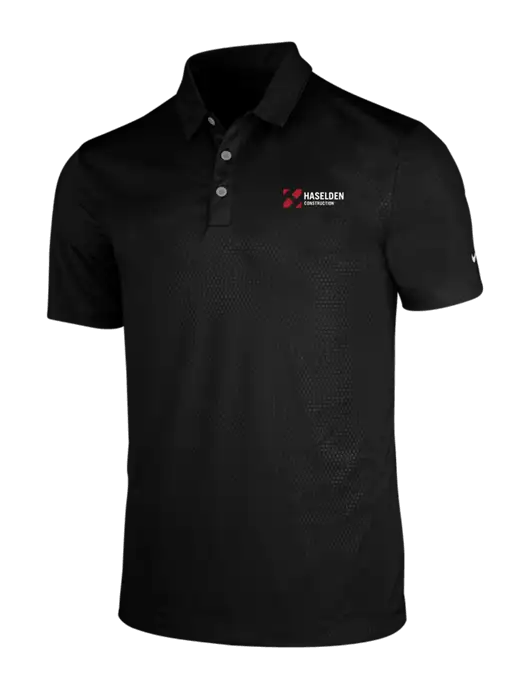 NIKE Black Dri-Fit Embossed Tri-Blade Polo w/Haselden Construction Logo