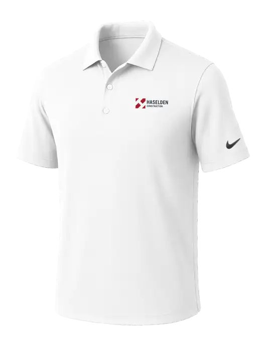 NIKE White Dri-Fit Micro Pique Polo w/Haselden Construction Logo
