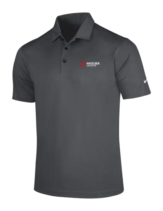 NIKE Dark Grey Dri-Fit Vertical Mesh Polo w/Haselden Construction Logo