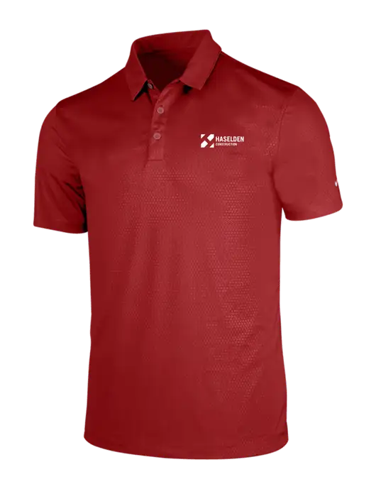 NIKE Red Dri-Fit Embossed Tri-Blade Polo w/Haselden Construction Logo