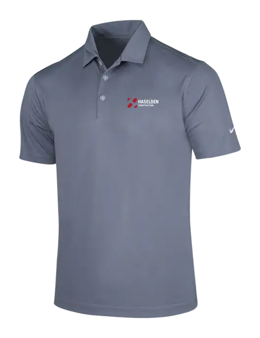 NIKE Medium Grey Dri-Fit Vertical Mesh Polo w/Haselden Construction Logo