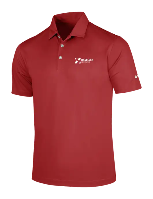 NIKE Red Dri-Fit Vertical Mesh Polo w/Haselden Construction Logo