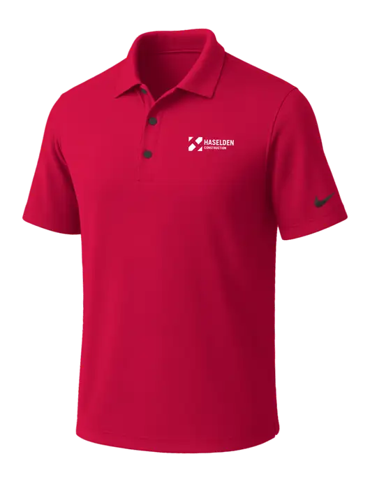 NIKE Red Dri-Fit Micro Pique Polo w/Haselden Construction Logo