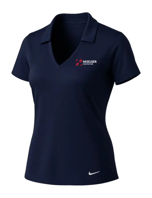 NIKE Dark Navy Womens Dri-Fit Vertical Mesh Polo w/Haselden Construction Logo