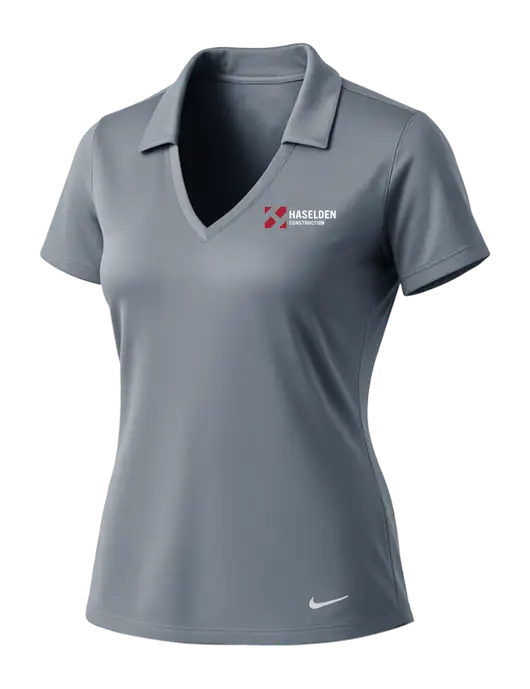 NIKE Medium Grey Womens Dri-Fit Vertical Mesh Polo w/Haselden Construction Logo