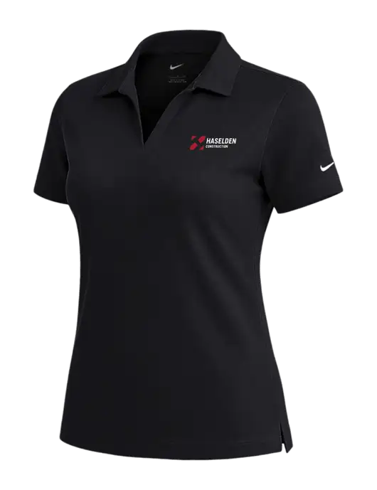 NIKE Black Womens Dri-Fit Micro Pique Polo w/Haselden Construction Logo