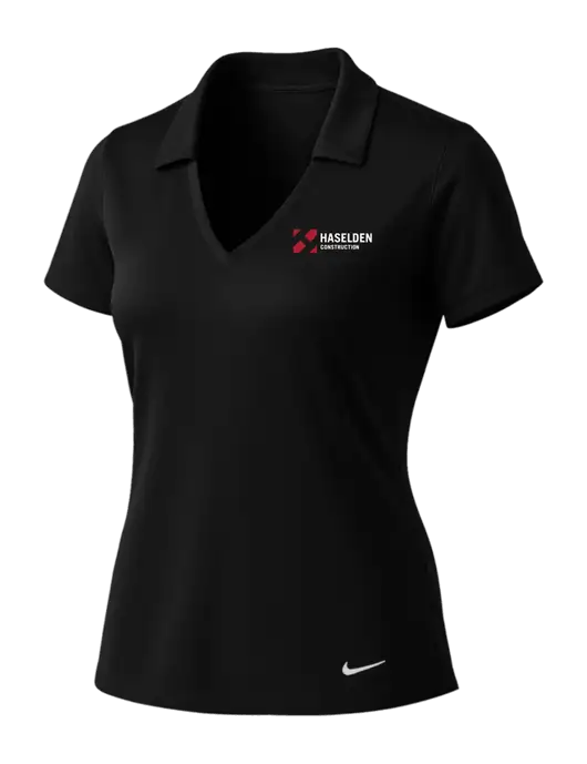 NIKE Black Womens Dri-Fit Vertical Mesh Polo w/Haselden Construction Logo