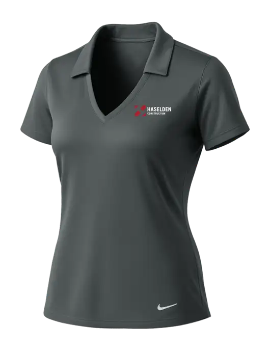 NIKE Dark Grey Womens Dri-Fit Vertical Mesh Polo w/Haselden Construction Logo
