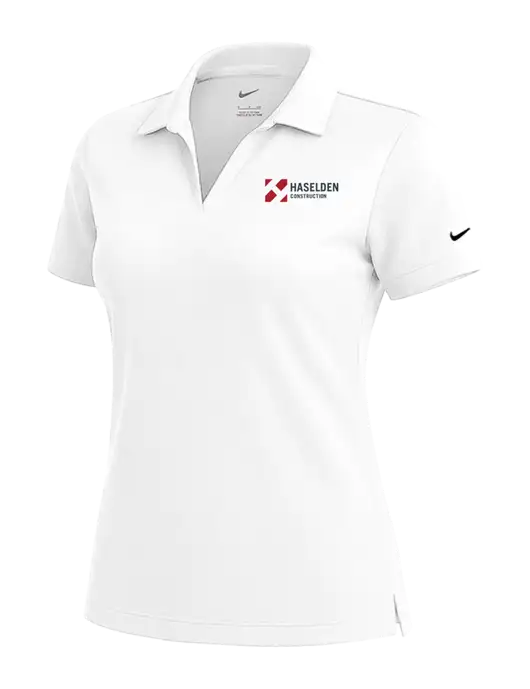 NIKE White Womens Dri-Fit Micro Pique Polo w/Haselden Construction Logo
