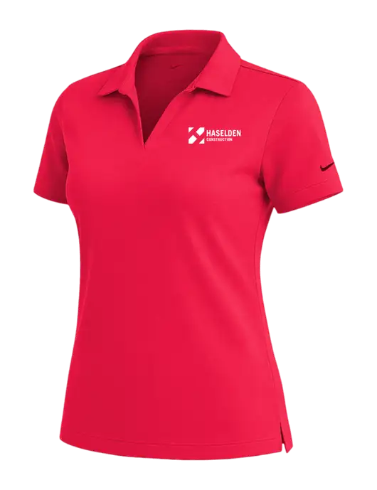 NIKE Red Womens Dri-Fit Micro Pique Polo w/Haselden Construction Logo